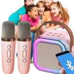 GŁOŚNIK BLUETOOTH PRZENOŚNE KARAOKE LAMPKA RGB 2 MIKROFONY USB SD MINI JACK
