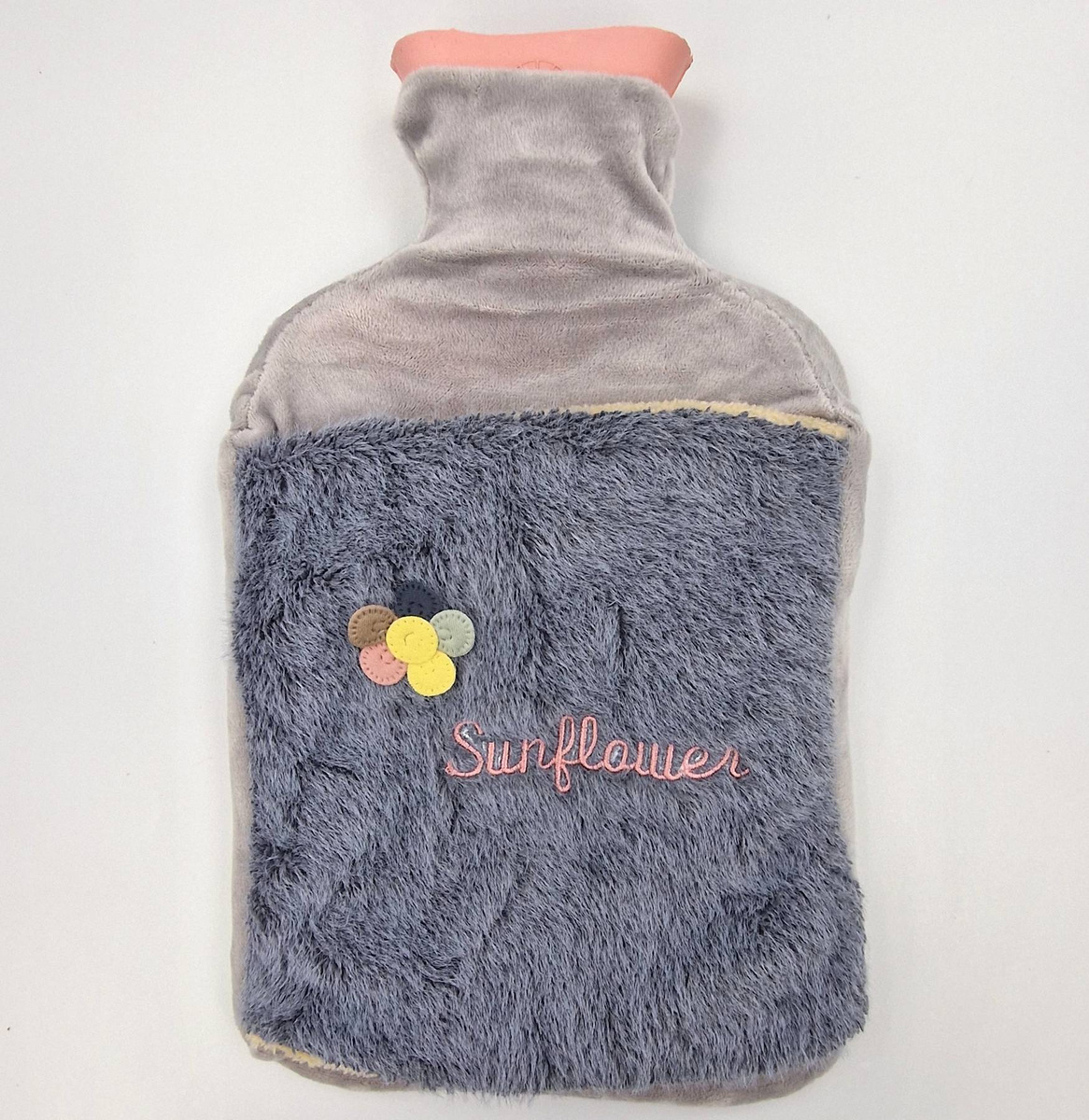 DUŻY TERMOFOR GUMOWY W SWETERKU POKROWIEC PLUSZOWY OGRZEWACZ 2 LITRY CIEPŁY