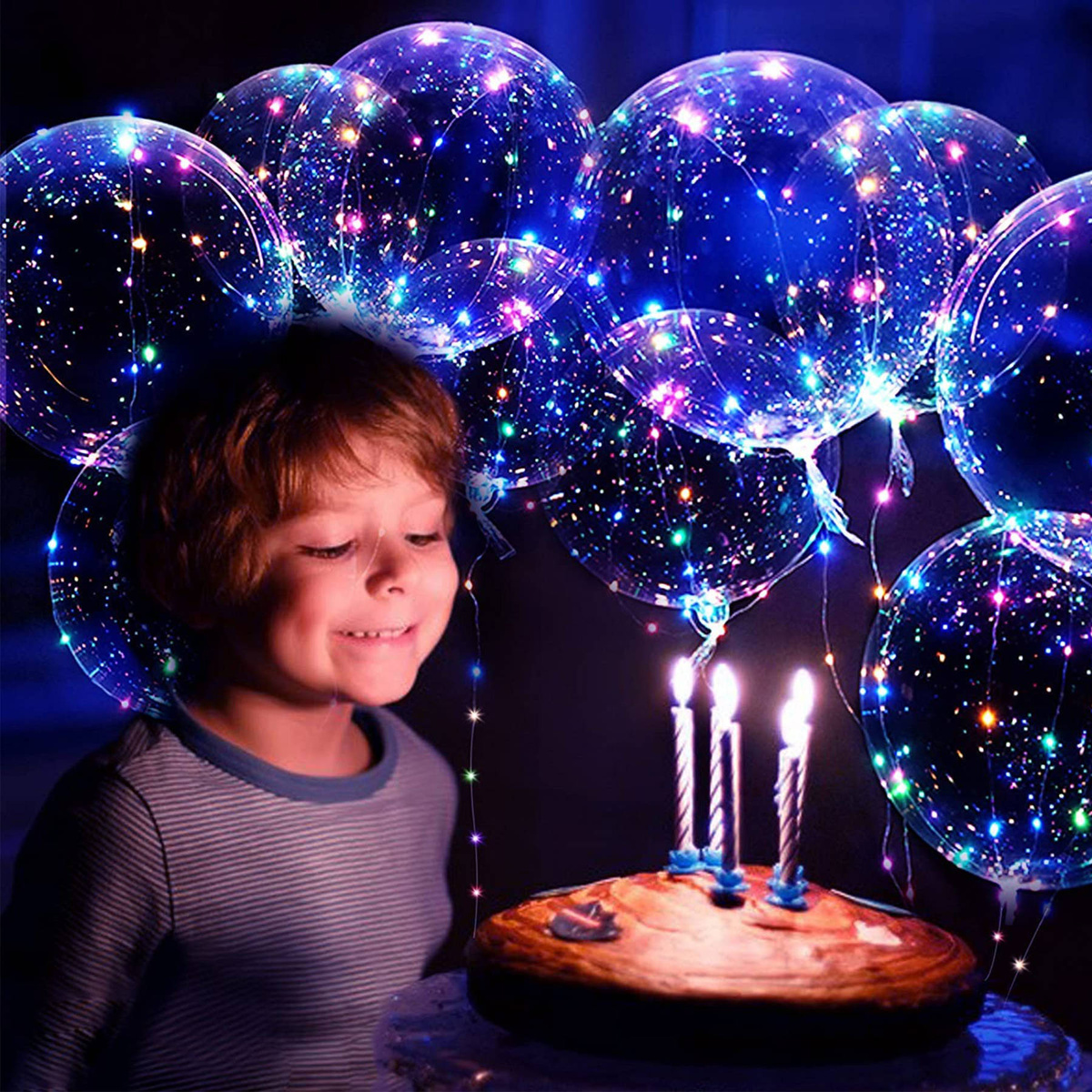 KOLOROWY BALON LED ŚWIECĄCY DUŻY MOCNY ŚWIATEŁKA NA PATYKU DEKORACJA ŚWIECI