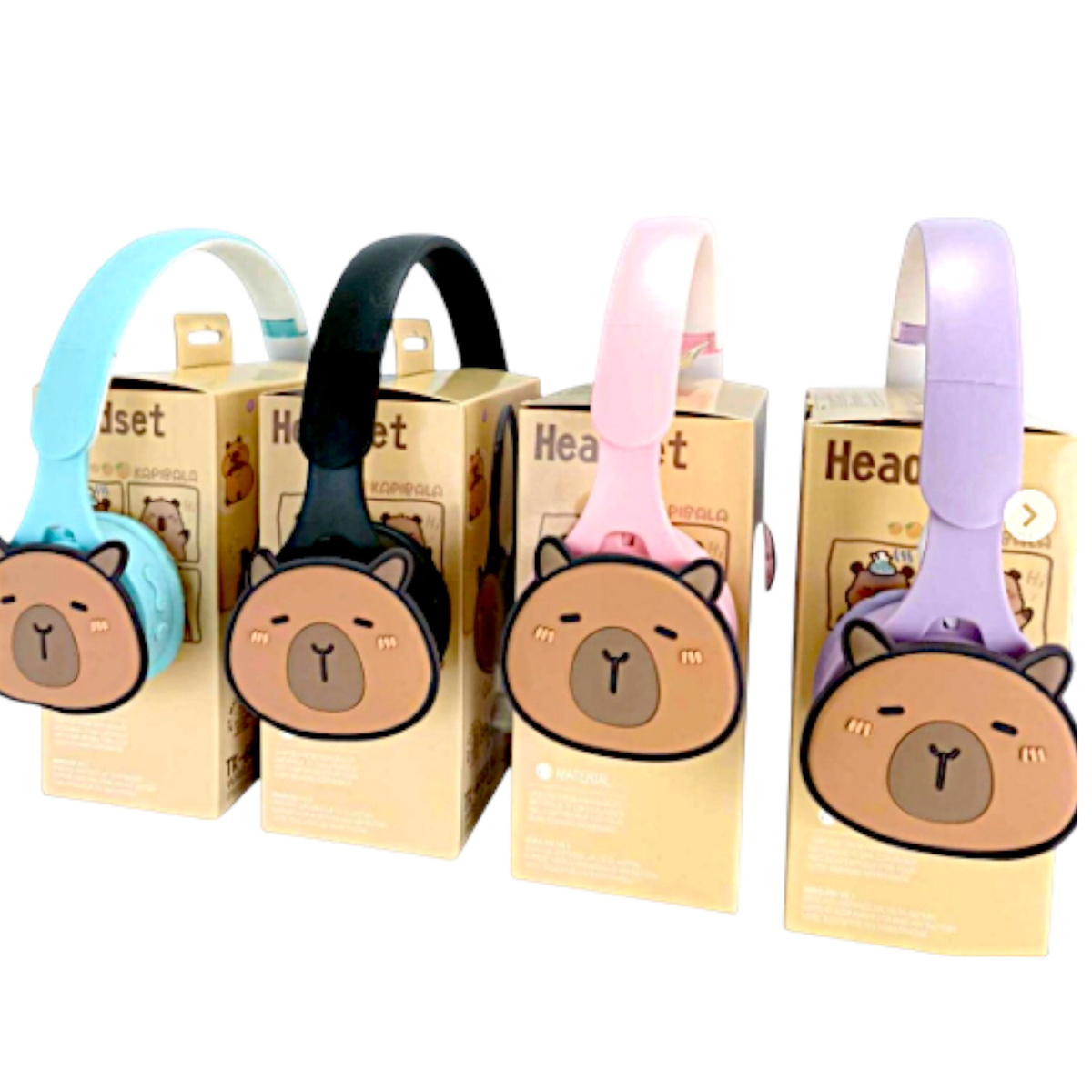 SŁUCHAWKI BEZPRZEWODOWE BLUETOOTK KAPIBARA MIĘKKIE LEKKIE DLA DZIECI USB 