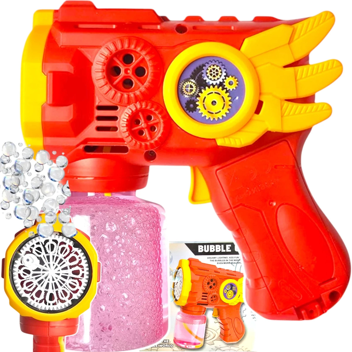 PISTOLET DO BANIEK MYDLANYCH MASZYNKA WYRZUTNIA BAŃKI MYDLANE + PŁYN