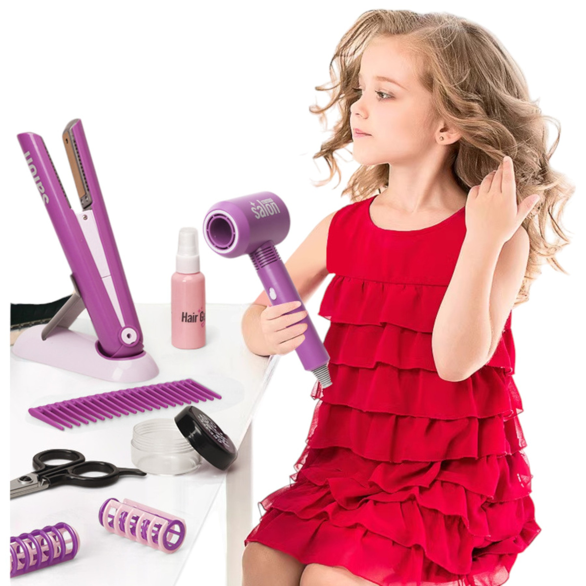 ZESTAW DO STYLIZACJI WŁOSÓW 6w1 SUSZARKA LUSTERKO AKCESORIA FRYZJERSKIE