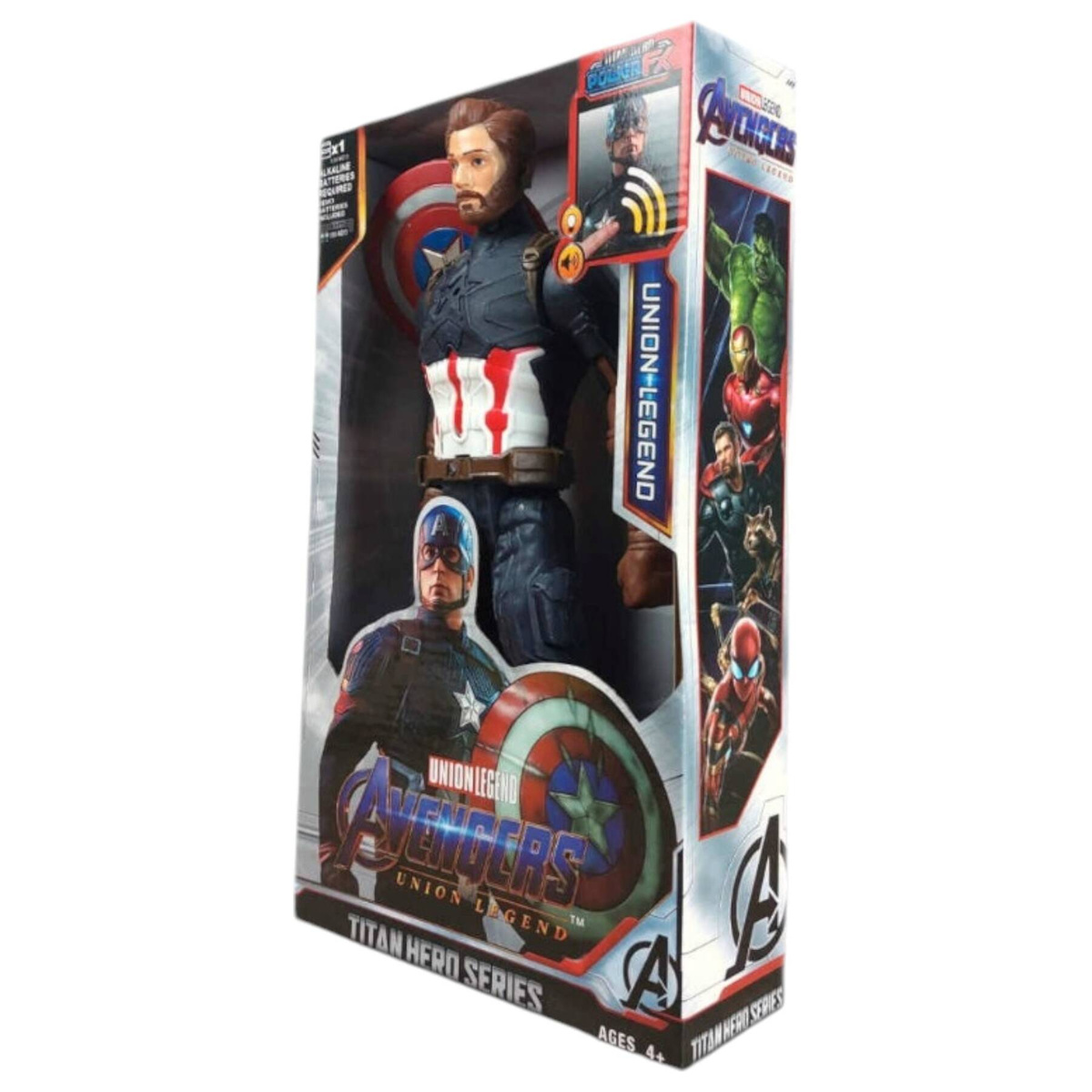 KAPITAN AMERYKA FIGURKA DUŻA RUCHOMA + TARCZA AVENGERS ŚWIECI DŹWIĘK 30CM