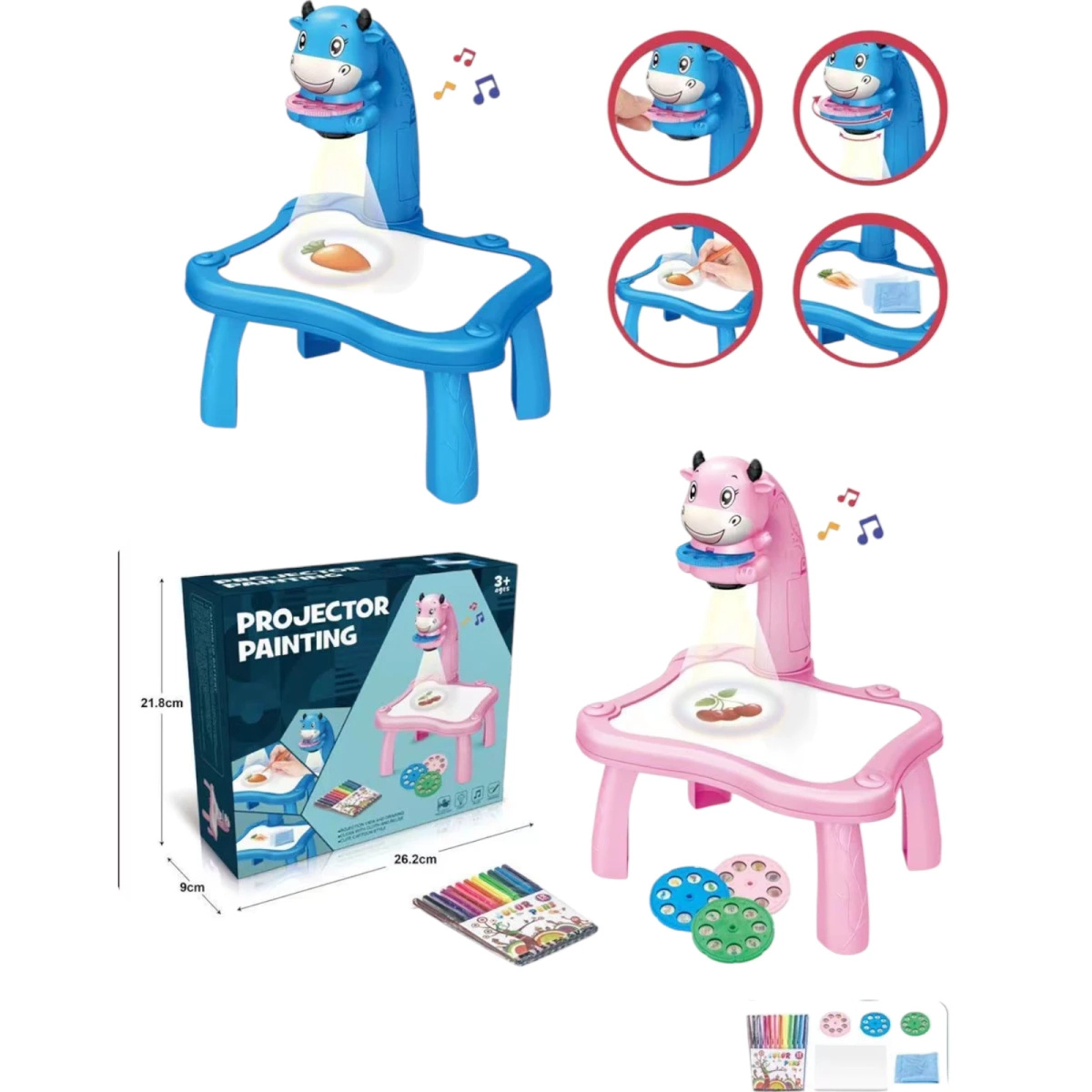 TABLICA DO RYSOWANIA Z PROJEKTOREM MAGICZNY STOLIK DO MALOWANIA DUŻY XL 