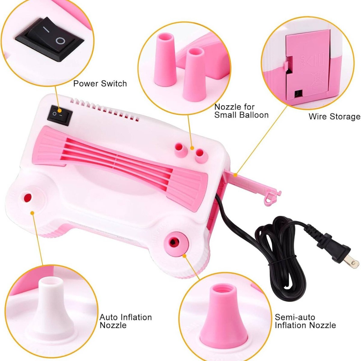 POMPKA ELEKTRYCZNA DO BALONÓW 2 DYSZE PROFESJONALNA SZYBKA WYDAJNA 600W