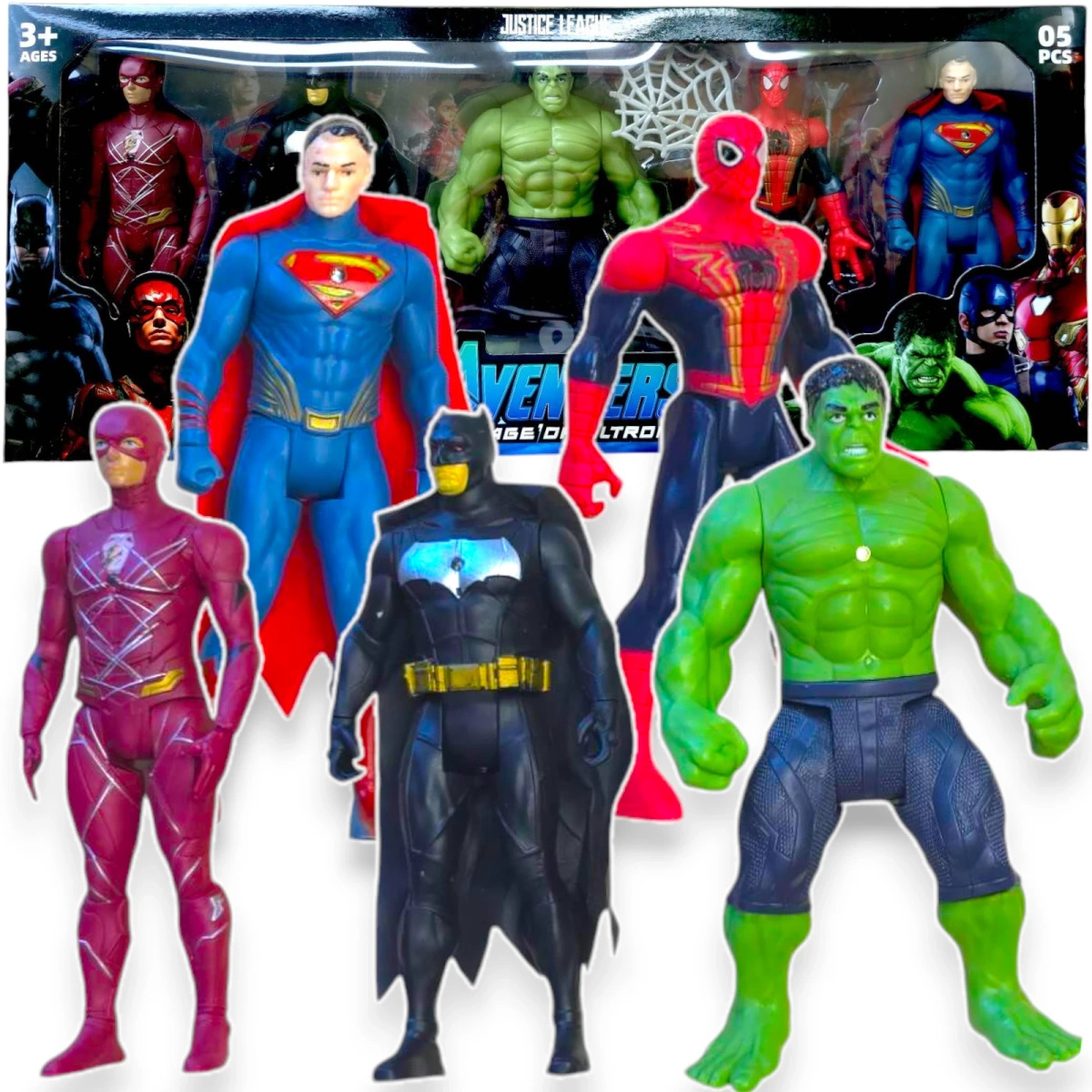 FIGURKI AVENGERS DUŻY ZESTAW 5w1 FIGURKA SPIDERMAN BATMAN HULK SUPERMAN