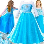 ELSA STRÓJ NA BAL SUKIENKA DŁUGA PRZEBRANIE DLA DZIEWCZYNKI KRAINA LODU