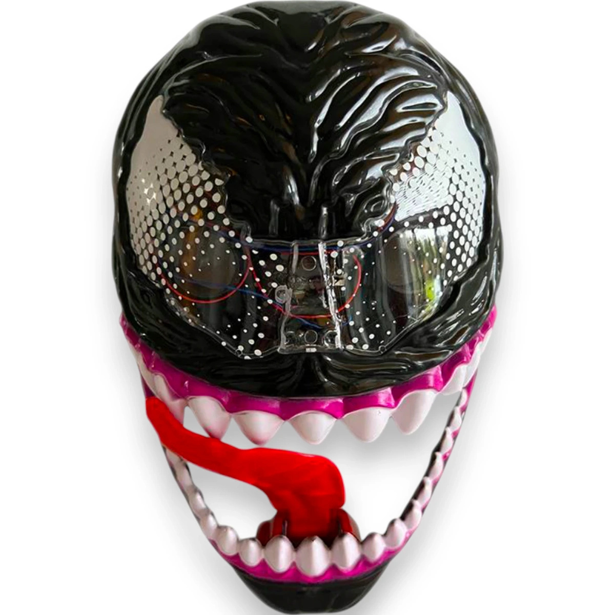 MASKA VENOM ŚWIECĄCA DLA DZIECI ŚWIECI PRZEBRANIE NA BAL KOSTIUM Z JĘZYKIEM