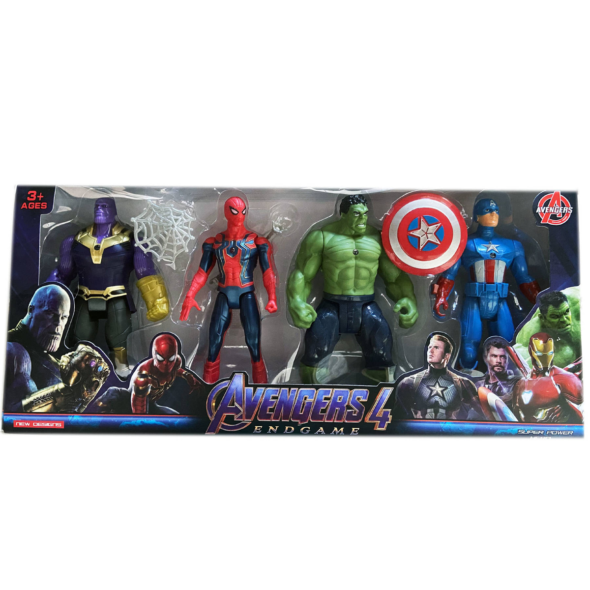 AVENGERS ZESTAW 4 FIGURKI FIGURKA HULK SPIDERMAN AMERYKA THANOS ZESTAW 4w1