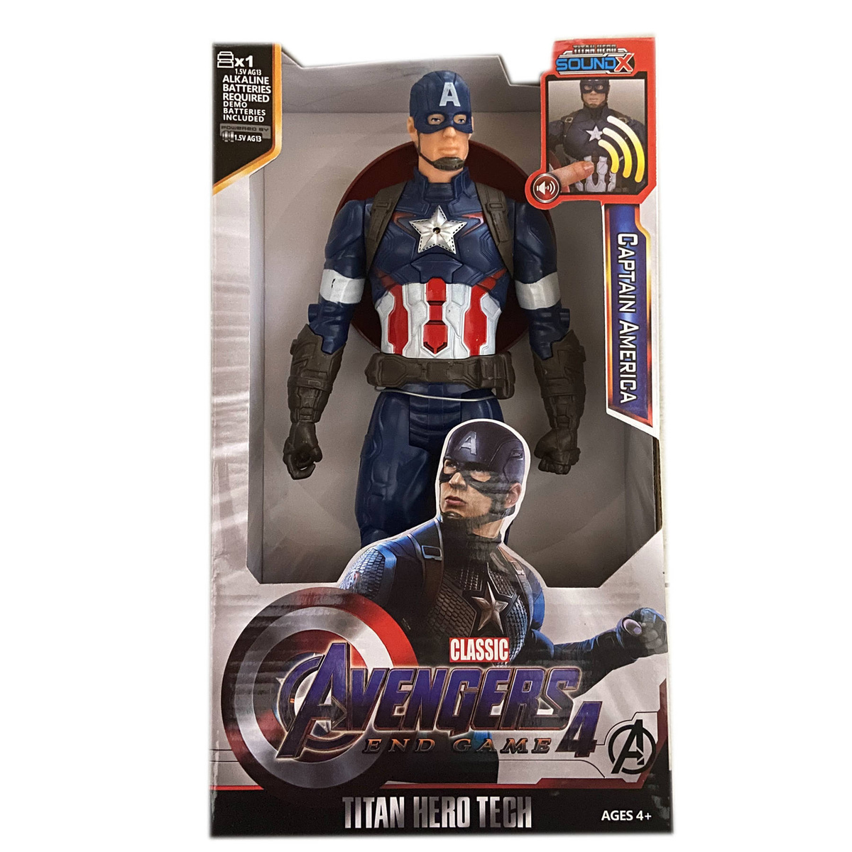 KAPITAN AMERYKA FIGURKA DUŻA RUCHOMA + TARCZA AVENGERS ŚWIECI DŹWIĘK 30CM