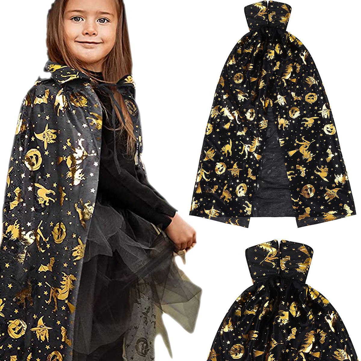 DŁUGA PELERYNA CZAROWNICY WIEDŹMY PRZEBRANIE NA HALLOWEEN KOSTIUM NA BAL