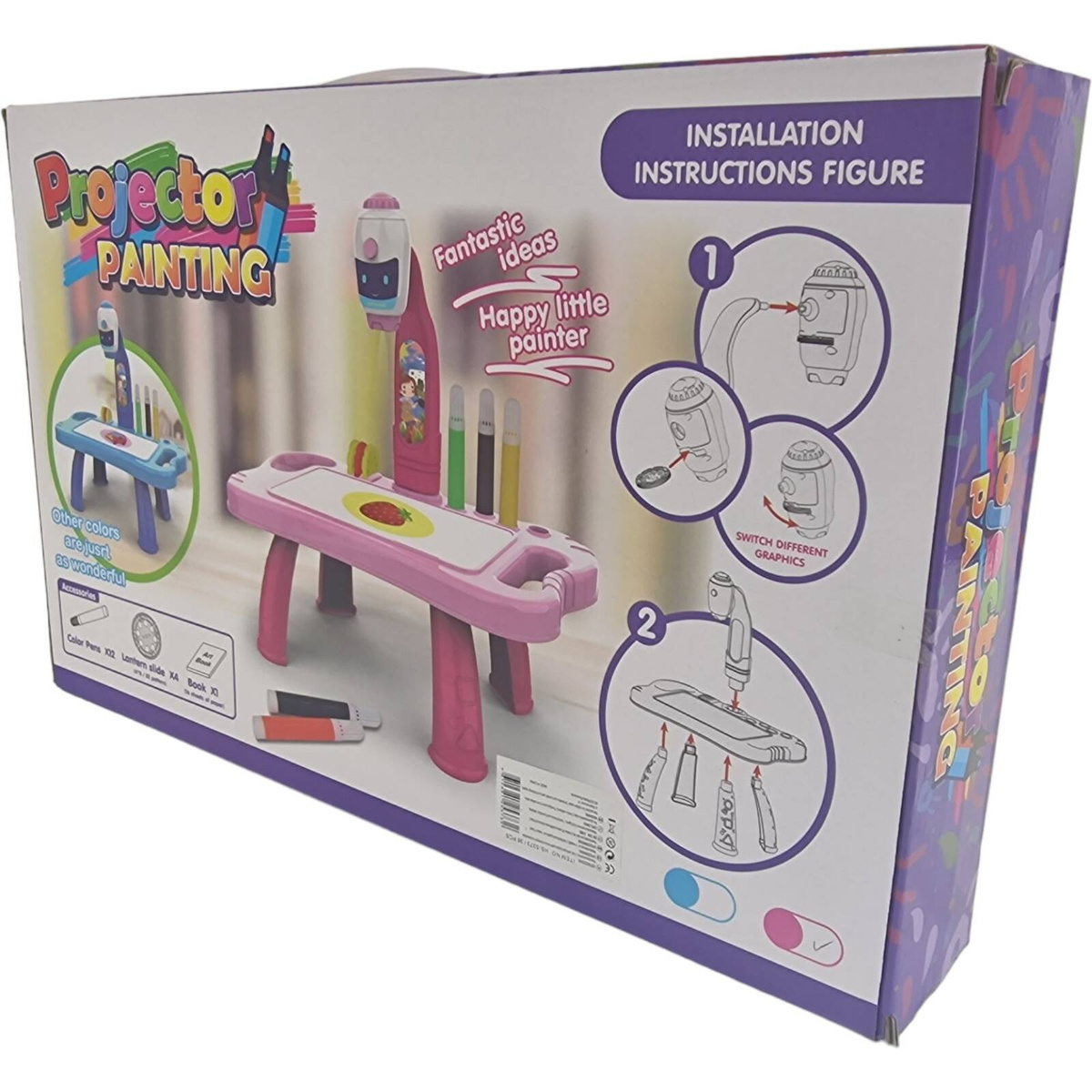 TABLICA DO RYSOWANIA PROJEKTOR STOLIK ŚWIATŁO DŹWIĘK 32 OBRAZKI BIURKO AKC