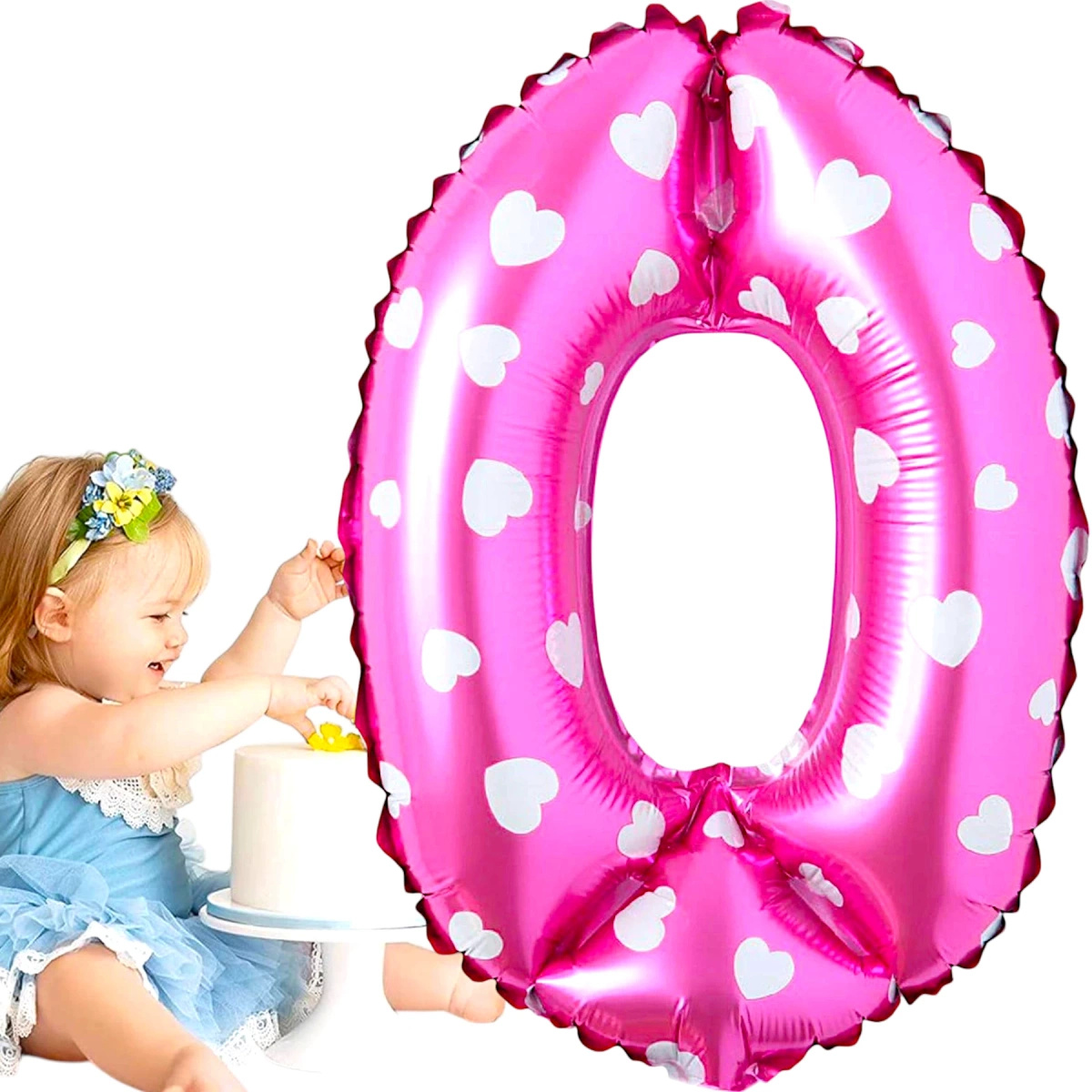 BALON FOLIOWY CYFRA 0 ZERO RÓŻOWY NA IMPREZĘ URODZINOWĄ DLA DZIECI 40cm