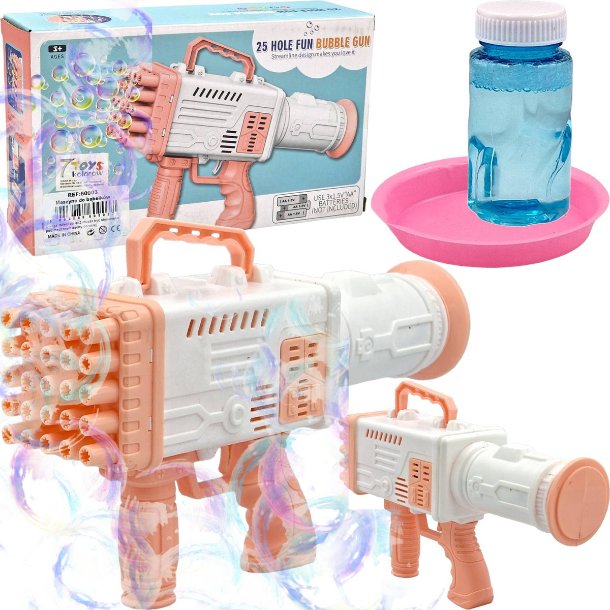 PISTOLET NA BAŃKI MYDLANE MASZYNKA DO BANIEK WYRZUTNIA GENERATOR + PŁYN