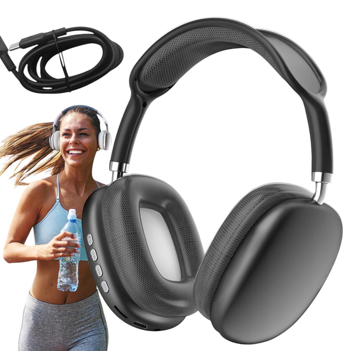 SŁUCHAWKI BEZPRZEWODOWE P9 PRO MAX BLUETOOTH 5.0 MIKROFON KOLORY 400mAh