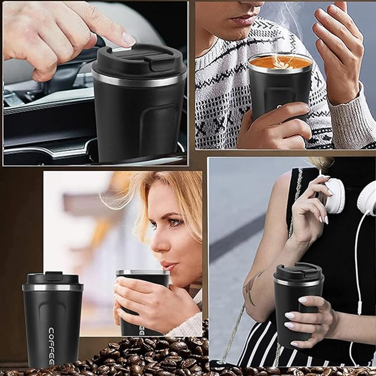 KUBEK TERMICZNY TERMOS WYŚWIETACZ LED TEMPERATURA DO SAMOCHODU 510ML MODNY