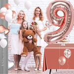 BALON FOLIOWY CYFRA 9 RÓŻOWE ZŁOTO NA URODZINY IMPREZĘ JUBILEUSZ 80cm