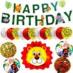 BALONY URODZINOWE ZESTAW GIRLANDA na URODZINY 18el. ZWIERZAKI LEW MAŁPKA