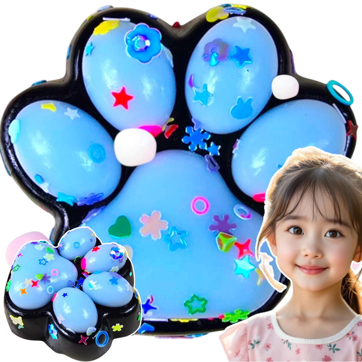 KOCI ŁAPKA GNIOTEK ANTYSTRESOWY SENSORYCZNY FIDGET PSIA  ŁAPA SQUISHY PUSH