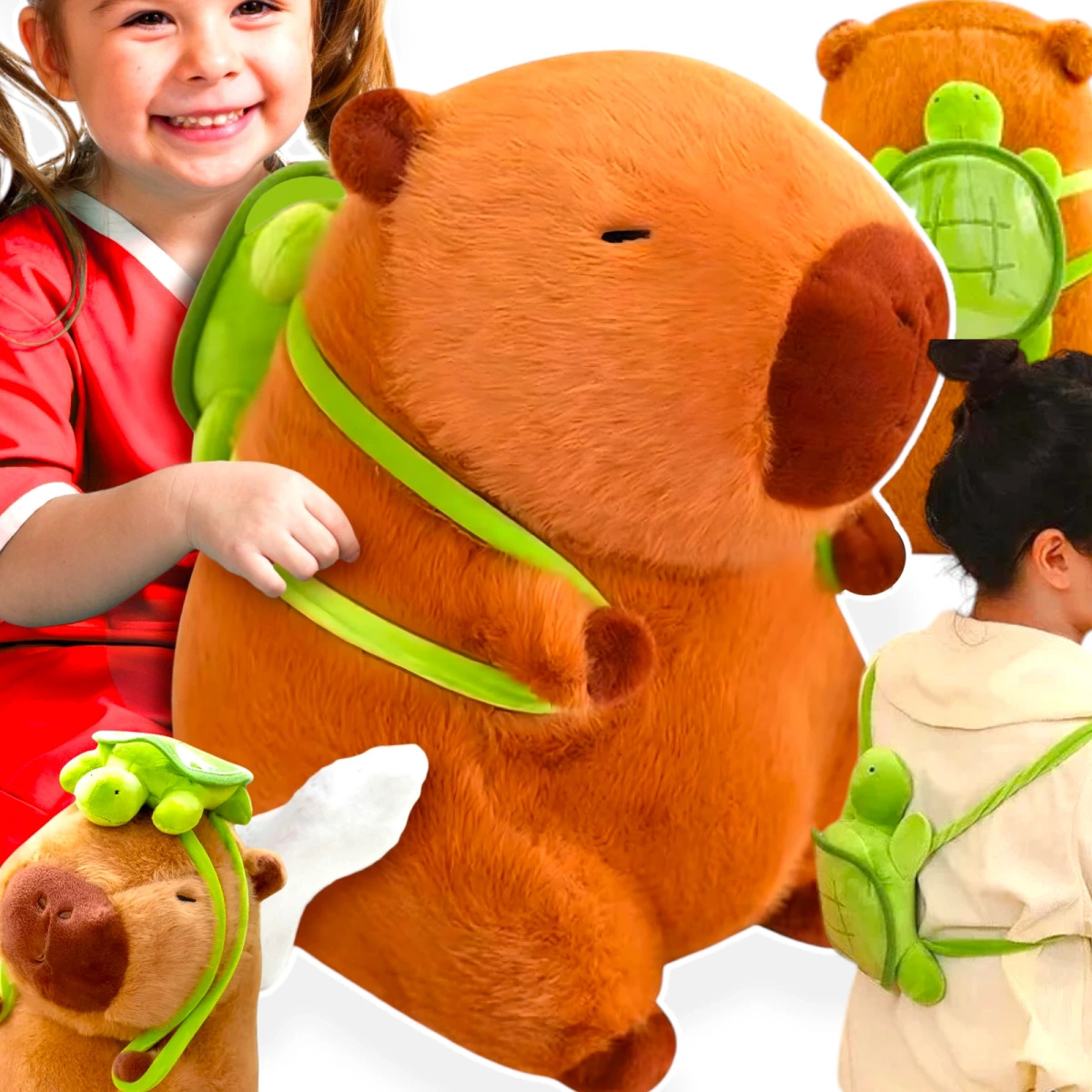 KAPIBARA PLUSZOWA MASKOTKA 50CM ZABAWKA Z PLECAKIEM ŻÓŁWIK MIĘKKA PLUSZAK 