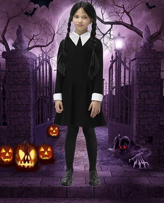 STRÓJ WEDNESDAY ADDAMS SUKIENKA NA IMPREZĘ PRZEBRANIE NA HALLOWEEN rozm L