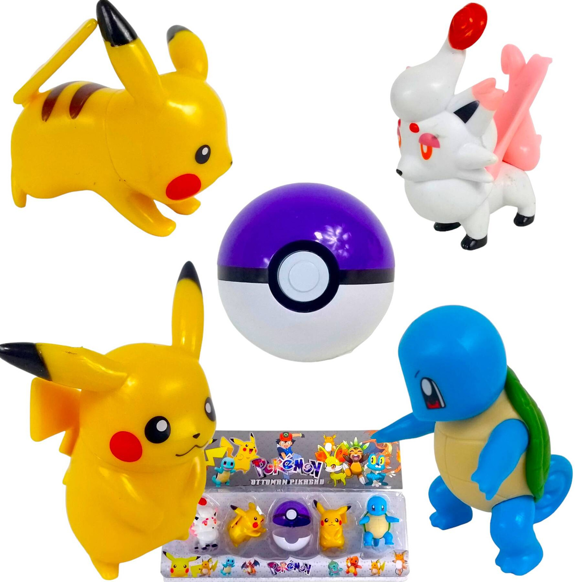 FIGURKI POKEMON GO MEGA ZESTAW 5w1 4 FIGURKI + POKEBALL KULA PIKACHU 