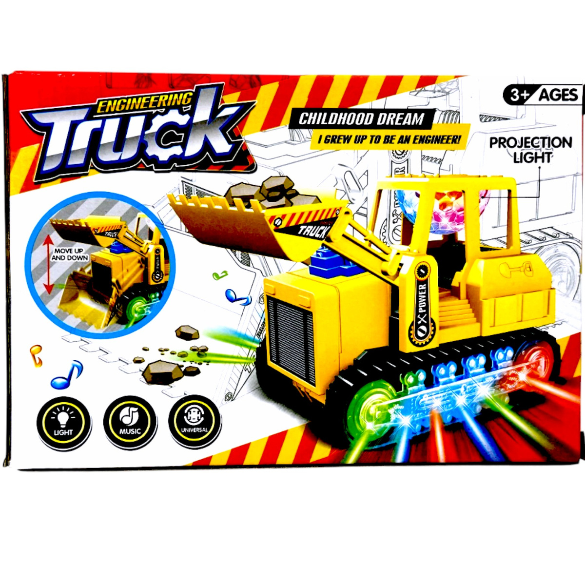 SPYCHACZ BULDOŻER KOPARKA ŚWIECI DŹWIĘK JEŹDZI MASZYNA BUDOWLANA DLA DZIECI