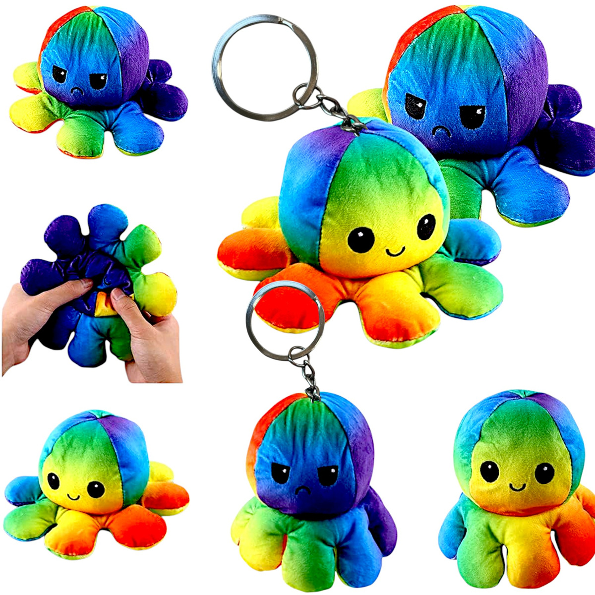 MASKOTKA OŚMIORNICZKA DWUSTRONNA PLUSZOWA ZABAWKA DLA DZIECI BRELOCZEK