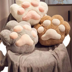 DUŻA MIĘKKA PLUSZOWA PODUSZKA KOCIA ŁAPKA Z KOCEM 3w1 OGRZEWACZ DO RĄK 40CM