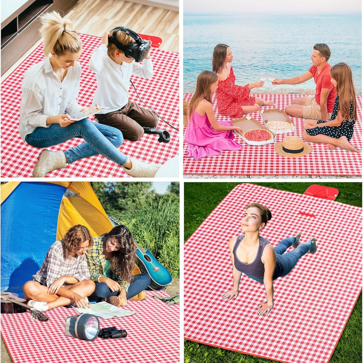 MATA PIKNIKOWA NA PLAŻĘ KOC BIWAKOWY WODOODPORNA PRZENOŚNA DUŻA 2x2m KRATA