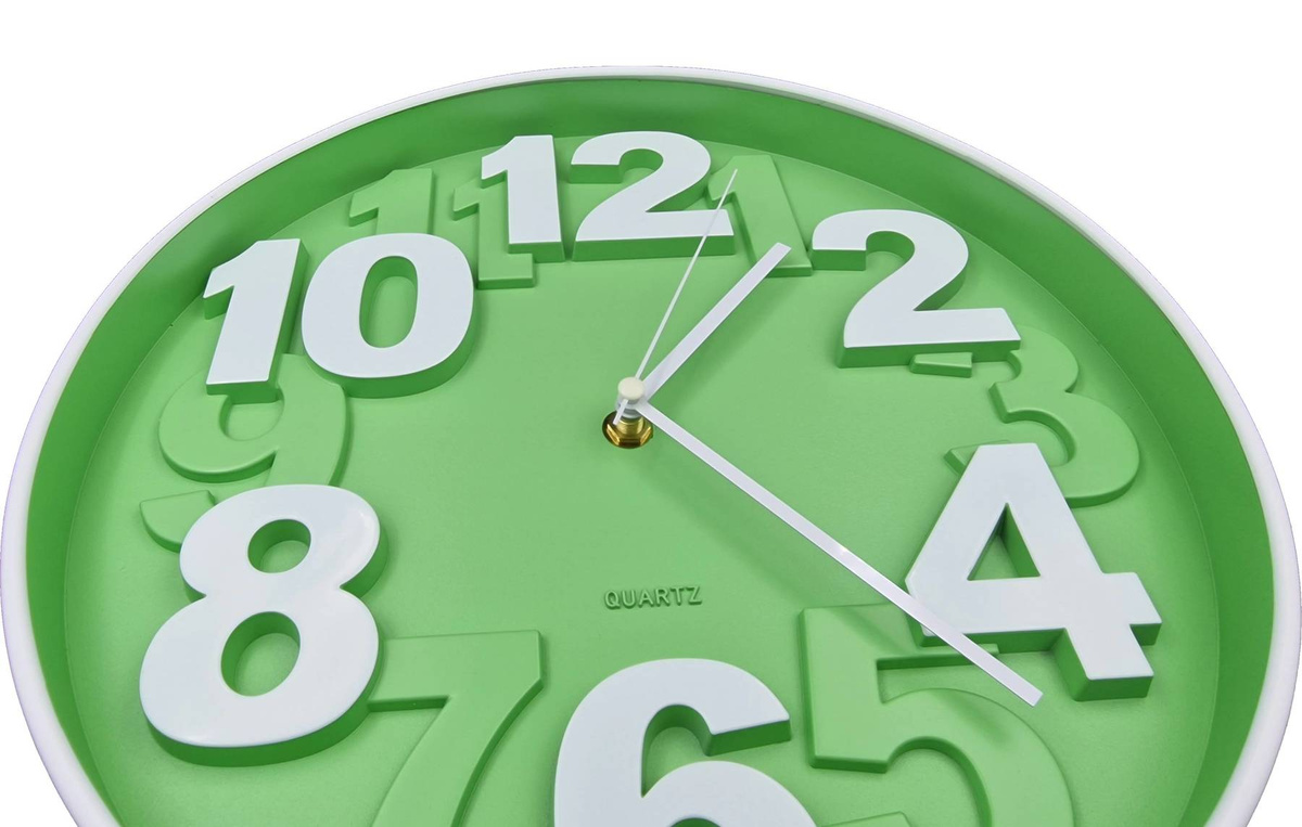 NOWOCZESNY ZEGAR ŚCIENNY W ODCIENI  ZIELENI  NA ŚCIANĘ DUŻY CICHY 30cm