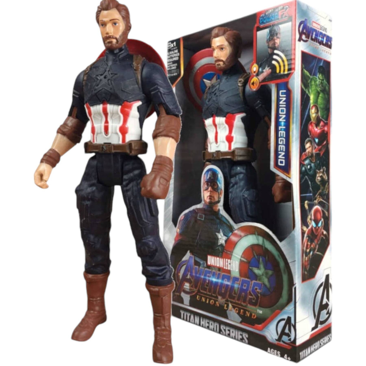 KAPITAN AMERYKA FIGURKA DUŻA RUCHOMA + TARCZA AVENGERS ŚWIECI DŹWIĘK 30CM