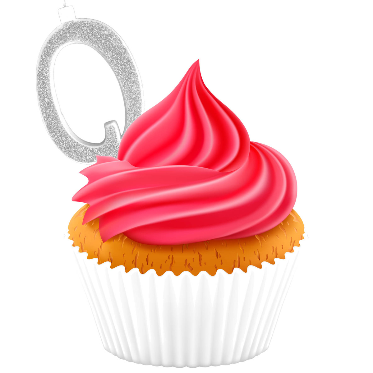 ŚWIECZKA URODZINOWA NA TORT CYFRA 0 ZERO SREBRNA Z BROKATEM NA URODZINY