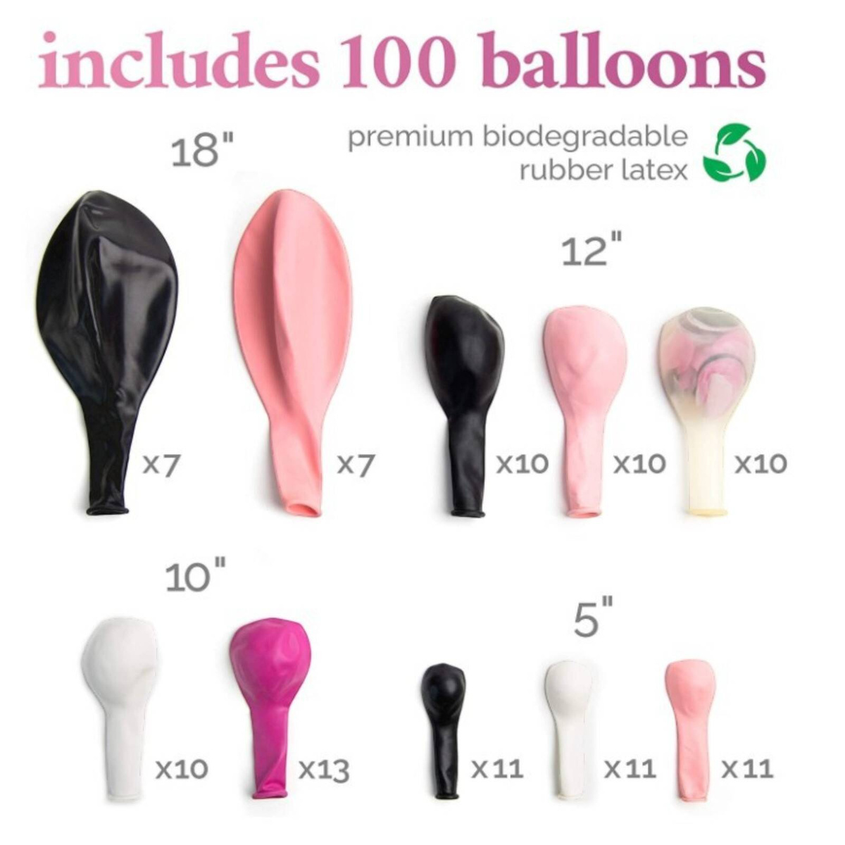 BALONY RÓŻOWO CZARNA GIRLANDA BALONOWA CZARNE RÓŻOWE FUKSJA KONFETTI 95el