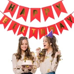 GIRLANDA URODZINOWA Z  NAPISEM HAPPY BIRTHDAY CZERWONA ZŁOTE NAPISY 200CM