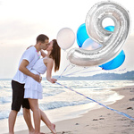 BALON FOLIOWY CYFRA 9 SREBRNY URODZINOWY NA URODZINY JUBILEUSZ 40cm