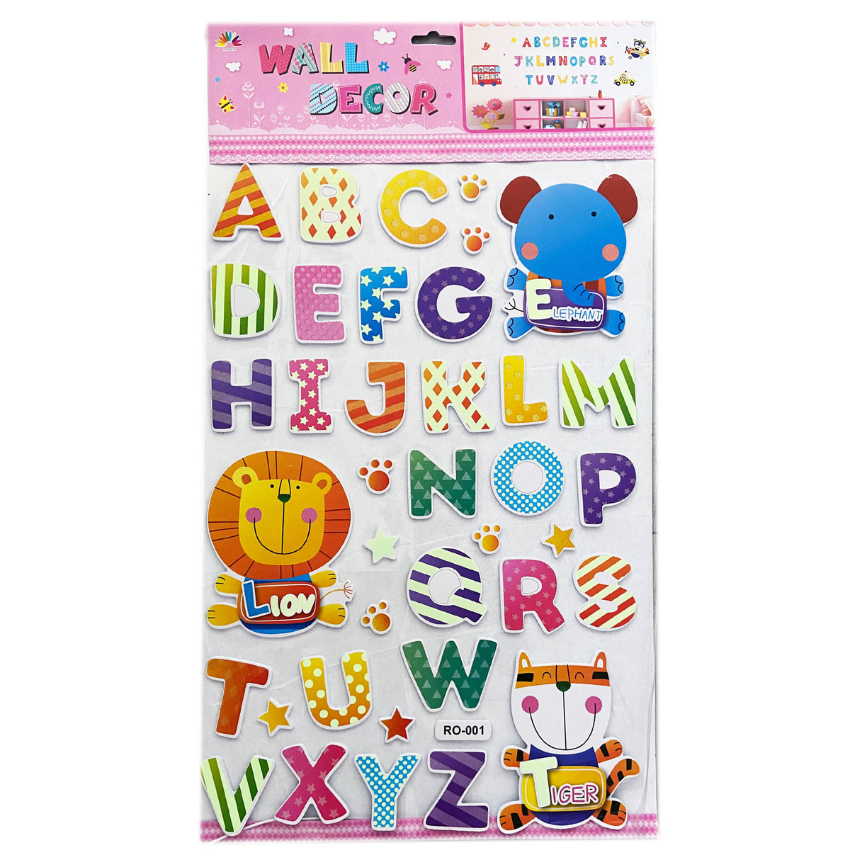 NAKLEJKI 3D NA ŚCIANĘ DLA DZIECI ALFABET ZWIERZĘTA OZDOBA POKOJU NA ŚCIANĘ