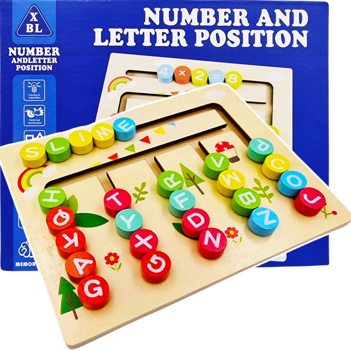 DREWNIANA GRA MONTESORRI MEMORY PAMIĘĆ UKŁADANKA LICZBY I LITERY KULKI