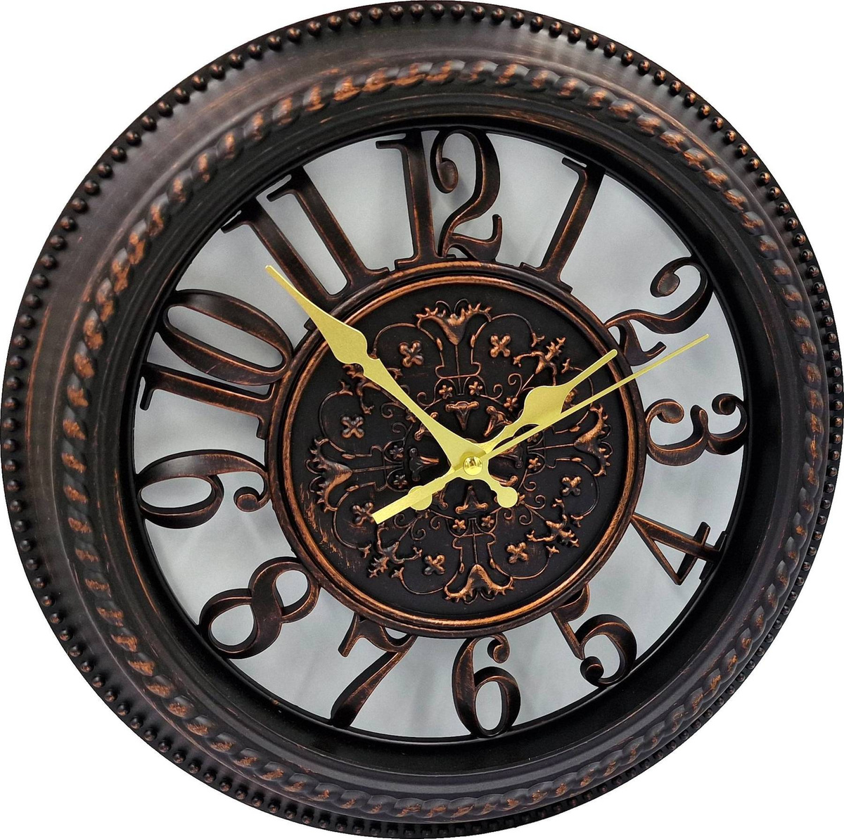 KLASYCZNY ELEGANCKI ŚCIENNY ZEGAR ZE ZŁOTYMI AKCENTAMI  NA ŚCIANE DUŻY 30cm