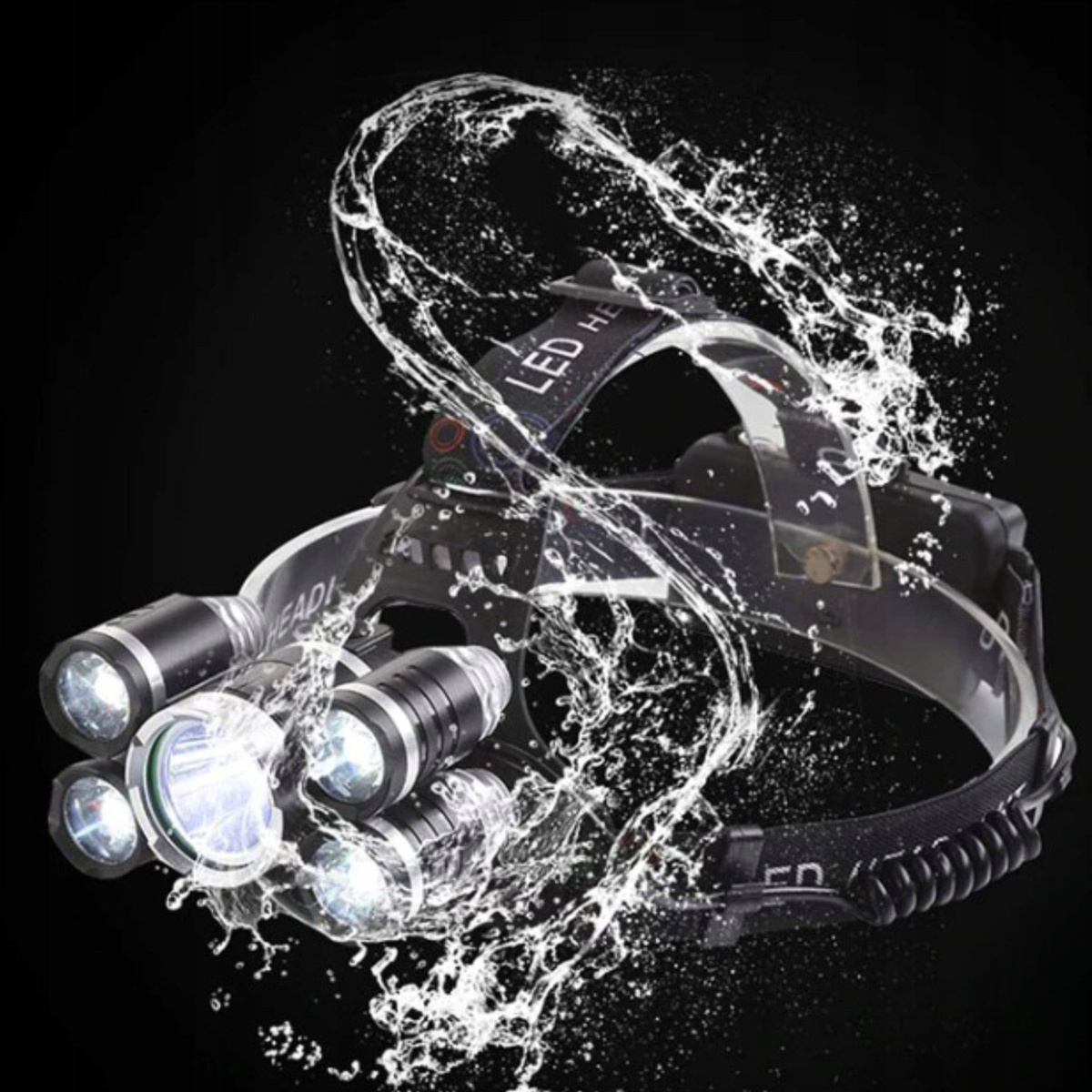LATARKA CZOŁOWA 5x LED  LAMPKA CZOŁÓWKA  NA GŁOWĘ 2x AKUMULATORY NA PREZENT