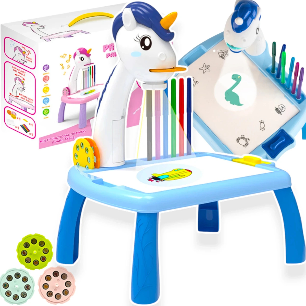 MAGICZNY STOLIK DO RYSOWANIA Z PROJEKTOREM TABLICA DUŻA ŚWIECI STÓŁ BIURKO