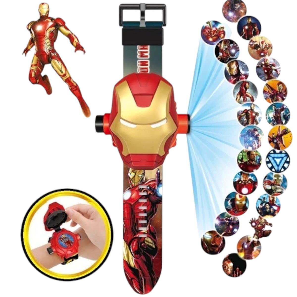 ZEGAREK Z PROJEKTOREM DLA DZIECI IRON-MAN 3D WYŚWIETLA OBRAZKI RZUTNIK