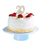 ŚWIECZKA URODZINOWA NA TORT CYFRA 20 SREBRNA NA URODZINY DEKORACJA