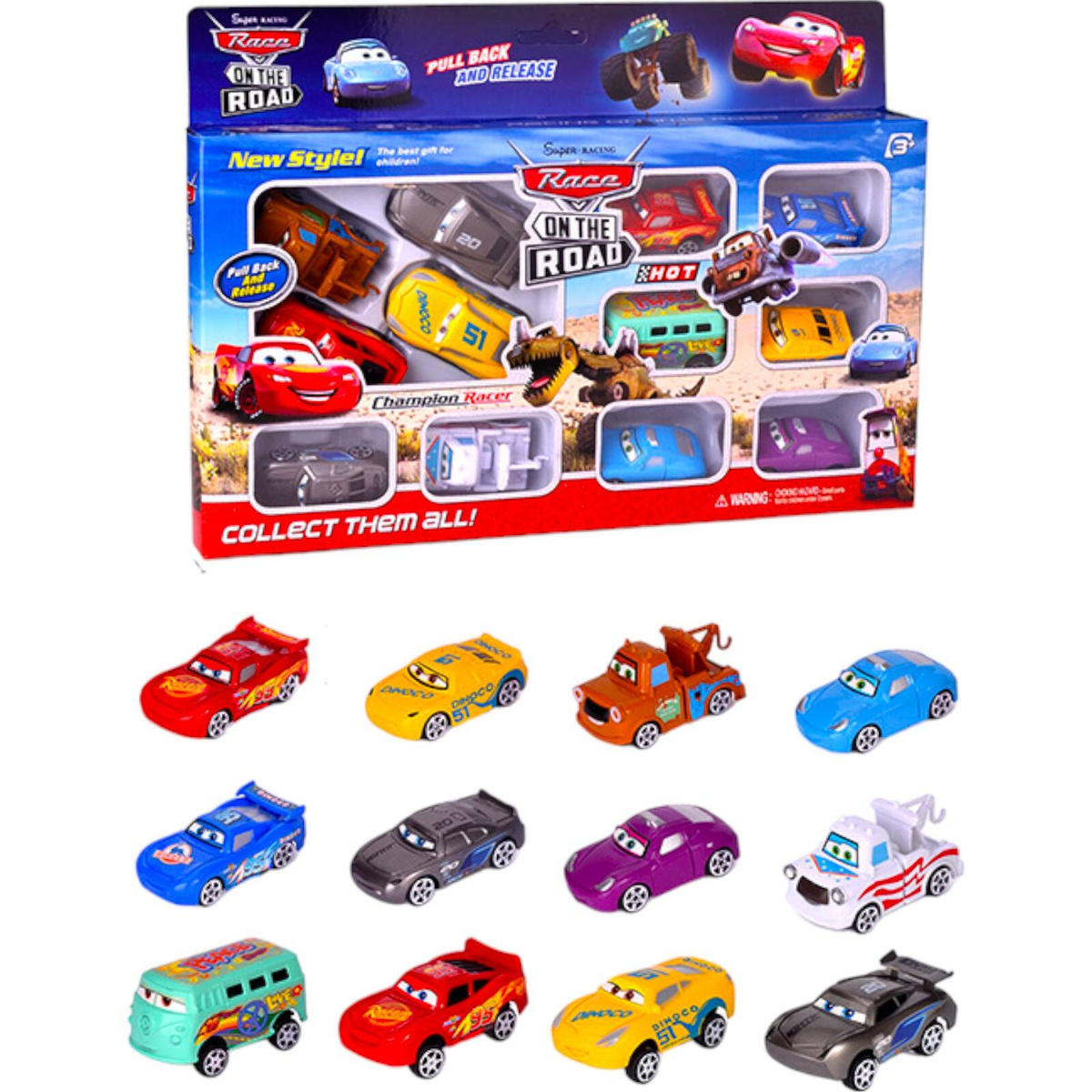 SAMOCHODY Z BAJKI CARS POJAZDY AUTA ZESTAW 12 SAMOCHODÓW 12w1 ZYGZAK ZŁOMEK