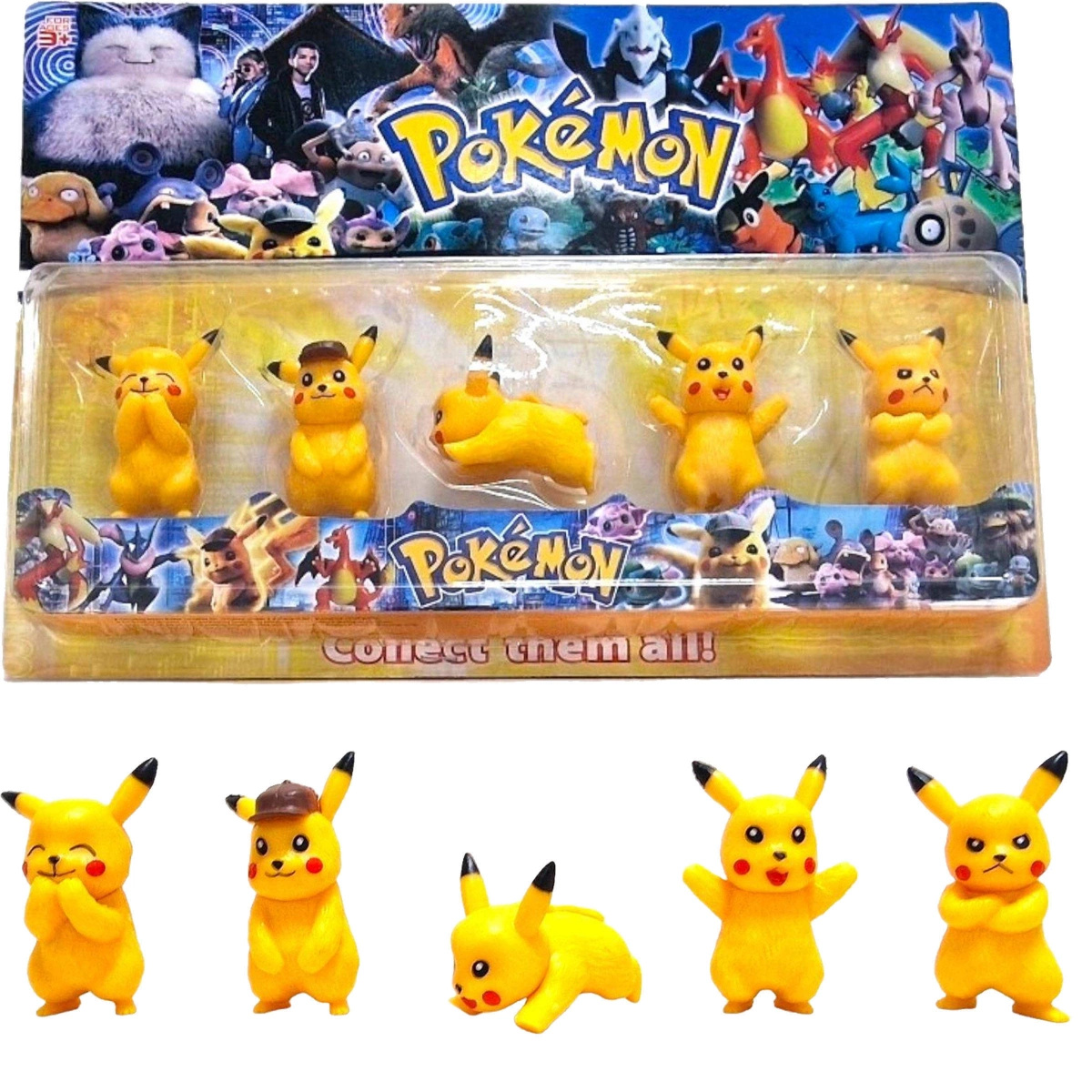DUŻY ZESTAW FIGUREK POKEMON PIKACHU DUŻA FIGURKA Z BAJKI 5 SZTUK DO ZABAWY