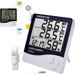 STACJA POGODY TERMOMETR HIGROMETR ZEGAR LCD CZUJNIK CYFROWY SONDA MAT-T-081