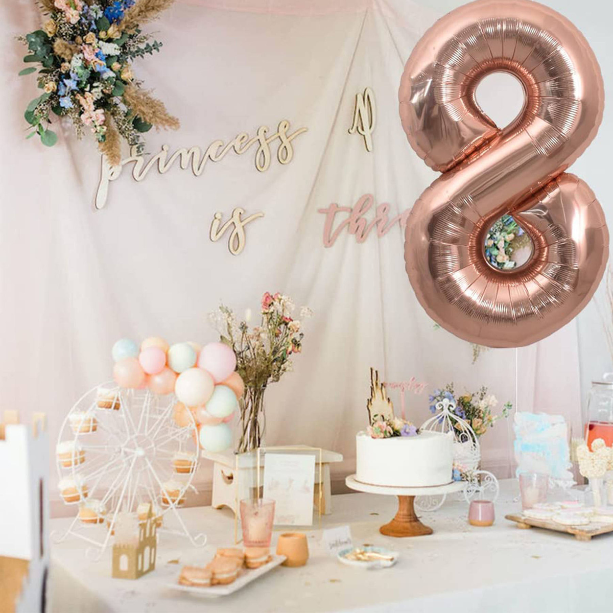 BALON FOLIOWY CYFRA 8 OSIEM ROSE GOLD URODZINOWY NA URODZINY JUBILEUSZ 40cm