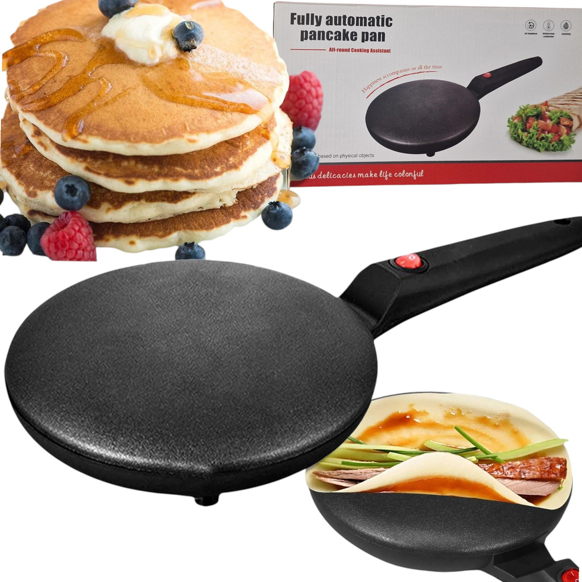 NALEŚNIKARKA ELEKTRYCZNA SZYBKA PATELNIA DO NALEŚNIKÓW BEZ UŻYCIA TŁUSZCZU