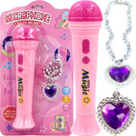 MEGA ZESTAW 2w1 MIKROFON DO ZABAWY NASZYJNIK ŚPIEWA MELODIE ŚWIECI LED