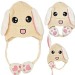 CZAPKA Z RUCHOMYMI USZAMI ZIMOWA KRÓLIK ŁAPKI USZY CIEPŁA Z ŁAPKAMI USZKA